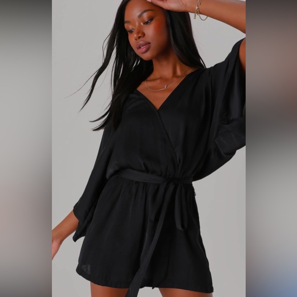 lulus black satin romper